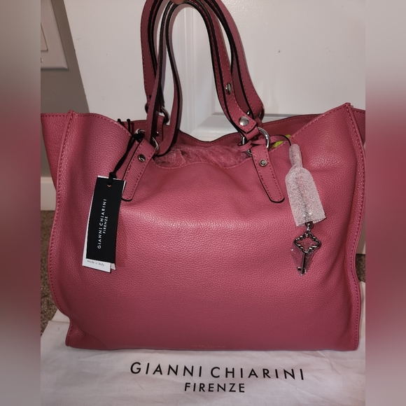 Gianni Chiarini Firenze Italian Leather Tote Bag in Bubblegum Pink; NEW - Picture 1 of 16
